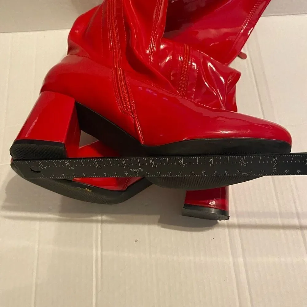DREAM PAIRS Women’s‎ Square Tor Chunky Knee High Red Boots Side Zip Size 9